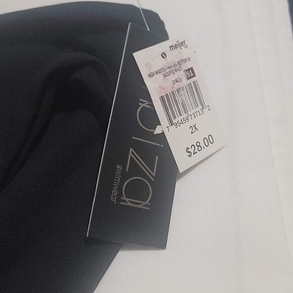 NWT-Women's Plus Swimwear in Size 2X, high-waisted-high leg bottom-color Black - Picture 2 of 4